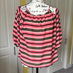 Striped Pink and Brown Women's Top